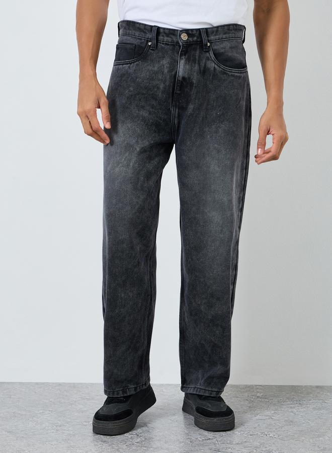 Styli Men Black Dark Wash Baggy Fit Jeans - Image 4